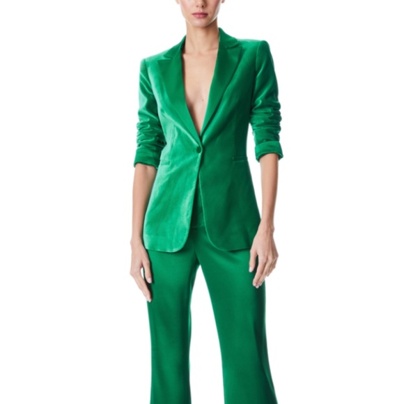Alice & Olivia suit/pant set size 10- Green velvet - Picture 11 of 11